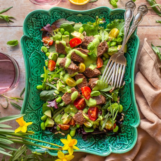 Steak with Green Goddess Sauce