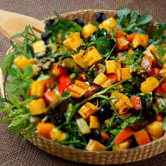 Roast vegetables and polenta salad