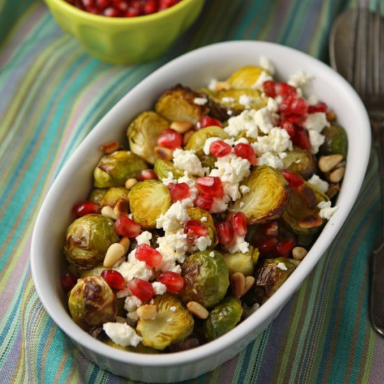 Sprouts with feta and pomegranate