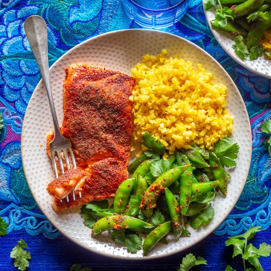 Tandori Salmon with Veggies