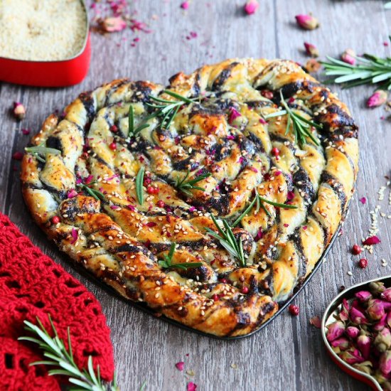 Easy Puff Pastry Heart with Poppy a