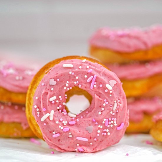 Donuts with Strawberry Frosting