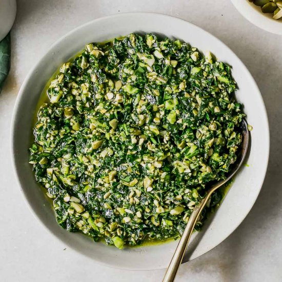 Brussels Sprouts Tops Pesto