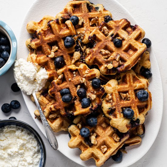 Healthy Ricotta Blueberry Waffles