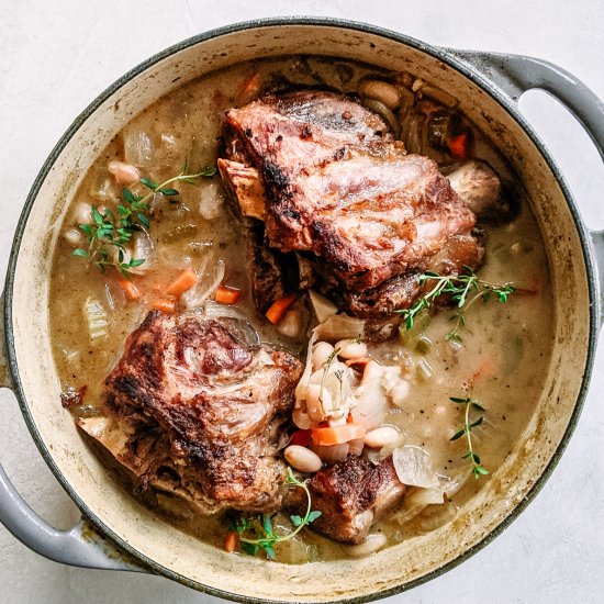 Braised pork shanks and white beans