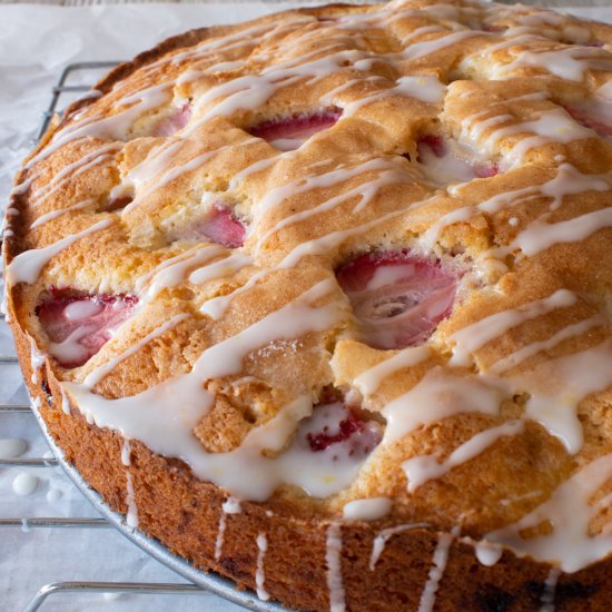 Strawberry Cake with Lemon Glaze