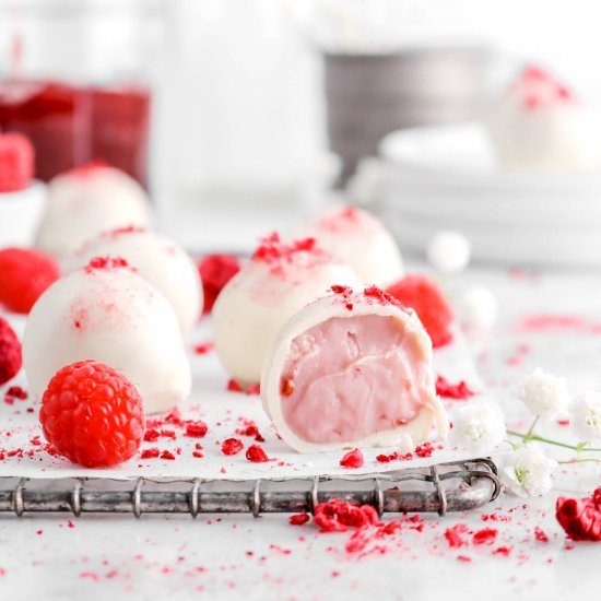 Raspberry White Chocolate Truffles