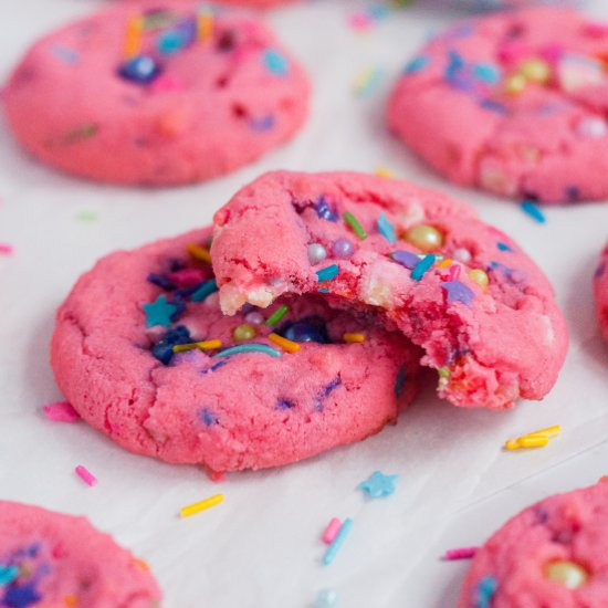 Strawberry Almond Sprinkles Cookies