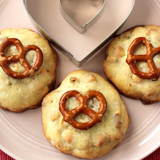 White chocolate pretzel cookies