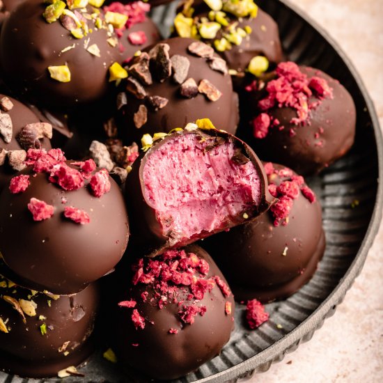 Raspberry Dark Chocolate Truffles