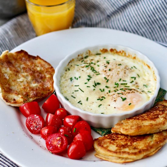 Baked Eggs with Parmesan & Chives