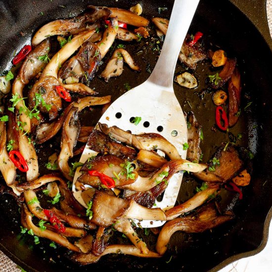 Panfried Green Herb Oyster Mushroom