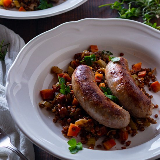 Italian Sausages and Lentils