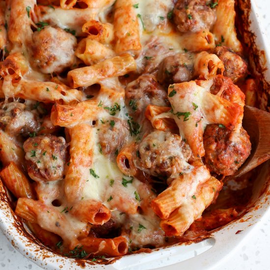 Cheesy Meatball Casserole