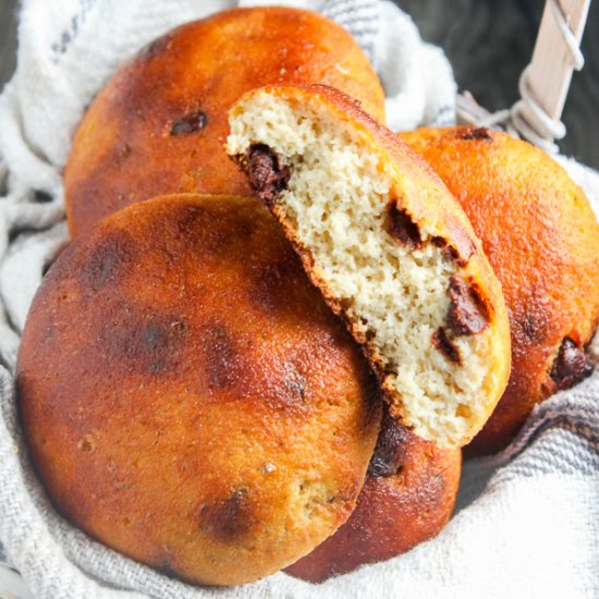 Keto Chocolate Chip Brioche Buns