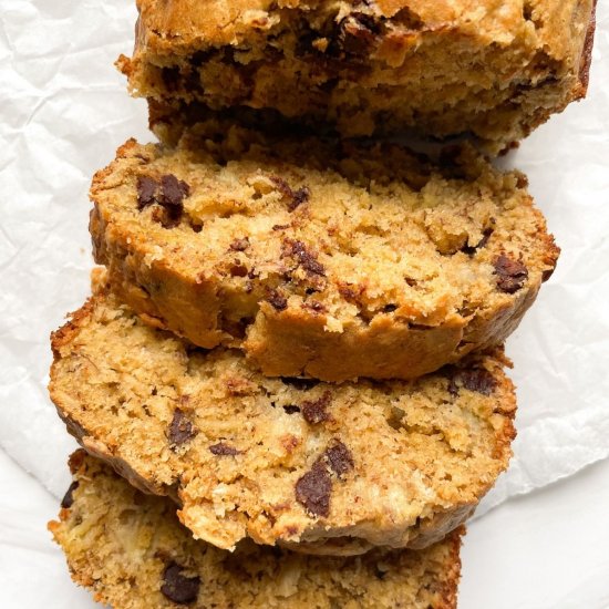 Banana Oatmeal Chocolate Chip Bread