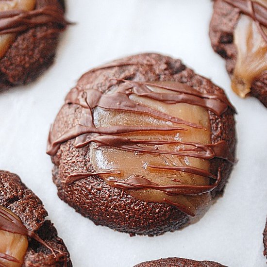 Caramel brownie thumbprint cookies