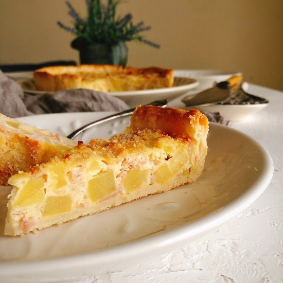 Savory ham and potato tart