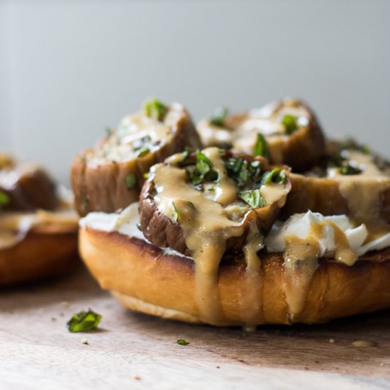 Bagel with Roasted Eggplant