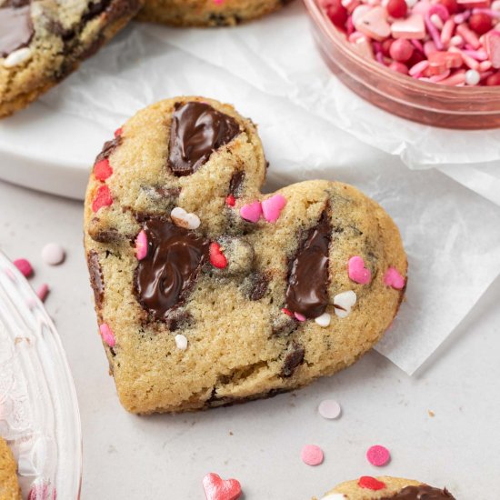 Heart Shaped Chocolate Chip Cookies