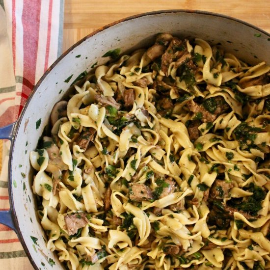 Spinach & Mushroom Beef & Noodles