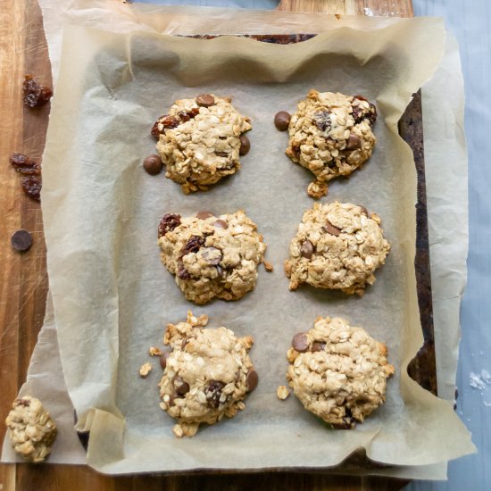 Oatmeal Raisin Choc Chip Cookies