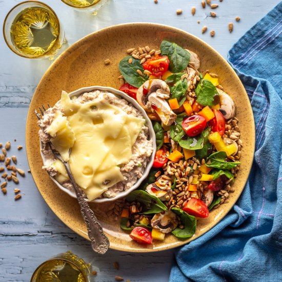 Low-Fat Tuna Melt with Garden Salad