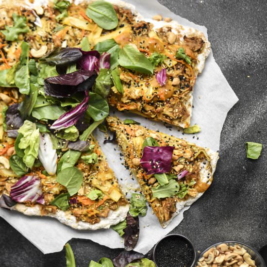 Vegan Sesame Mustard Veggie Pizza