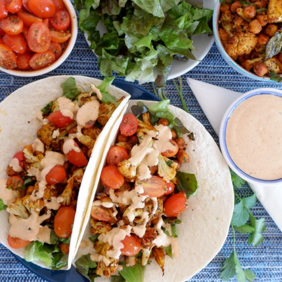 Cauliflower and Chickpea Wraps