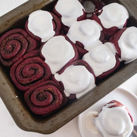 Vegan Red Velvet Cinnamon Rolls