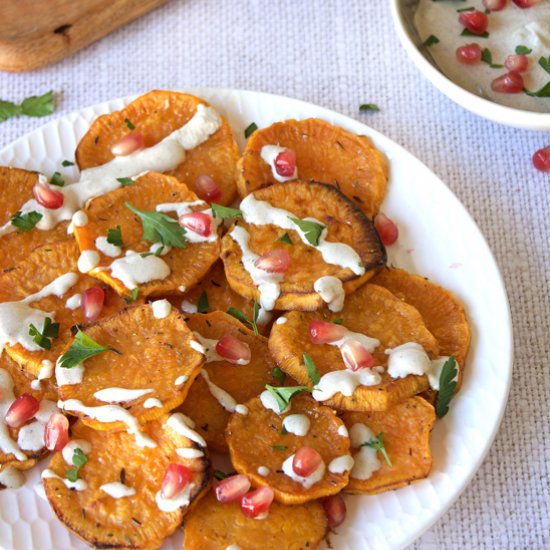 Sweet potatoes with tahini sauce