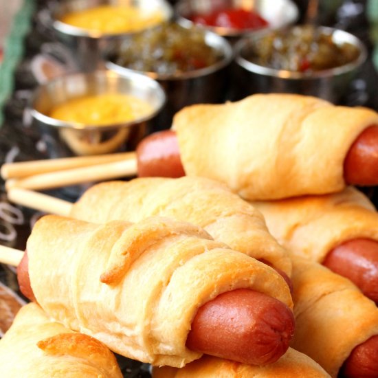 Crescent Roll Hot Dogs on a Stick