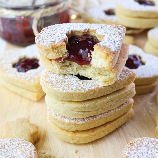 Vegan Raspberry Linzer Cookies