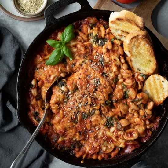 Tuscan White Bean Skillet Bake