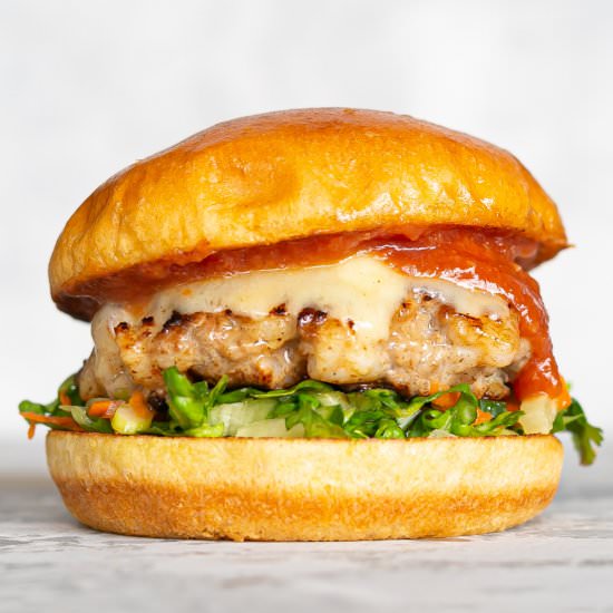 Pork Prawn Lychee Burger