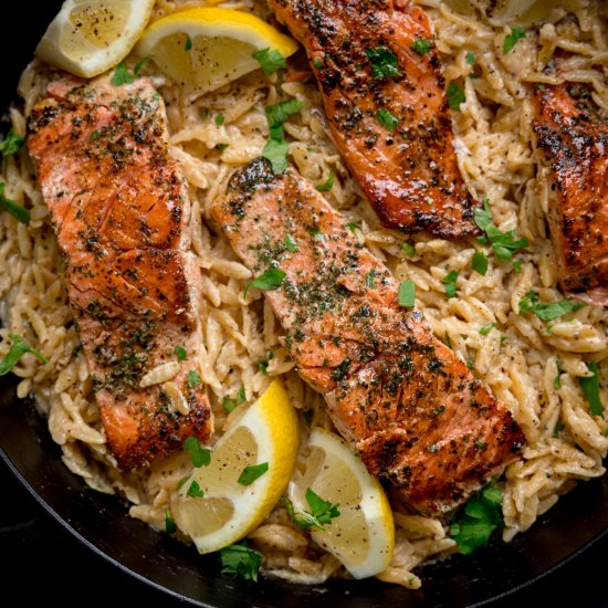 Salmon with Creamy Lemon Orzo