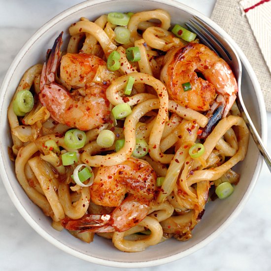 Garlic Shrimp Udon Noodles