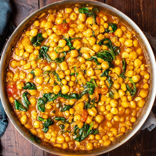 Chana masala with spinach