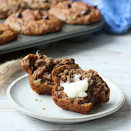 Banana Chocolate Chip Bran Muffins