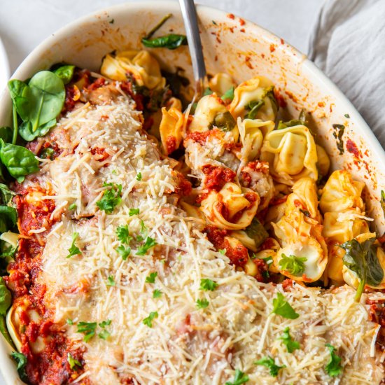 Spinach Parmesan Tortellini Bake