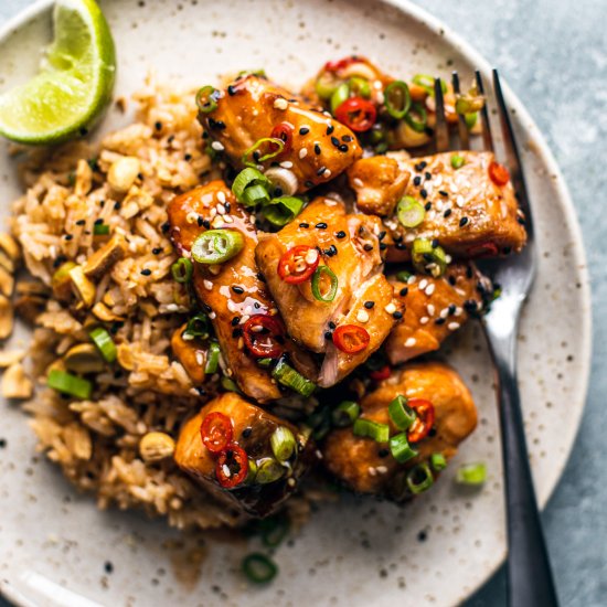 sweet chili air fryer salmon bites