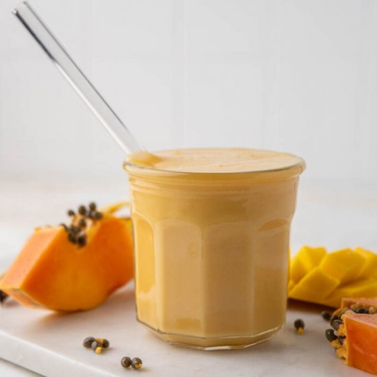 Tropical papaya mango smoothie