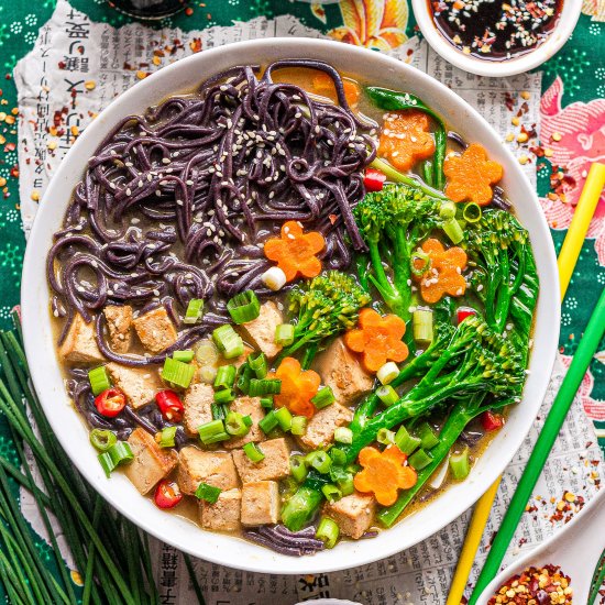 Miso ginger vegetable noodle soup