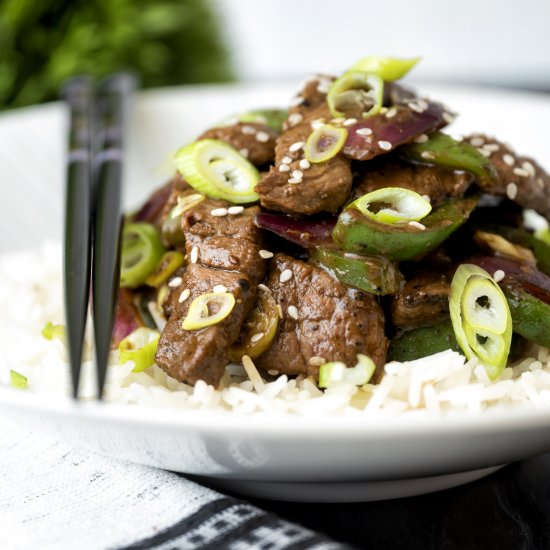 Black Pepper Beef Stir Fry