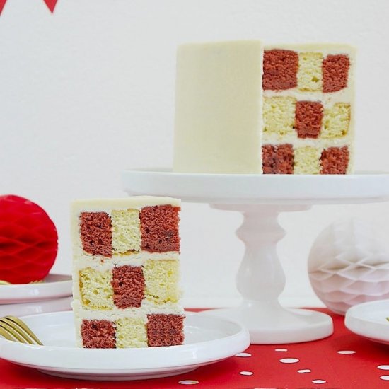 Red Velvet Checkerboard Cake