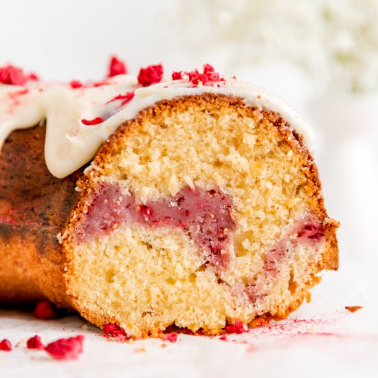 White Chocolate Raspberry Bundt