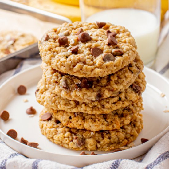 Banana Oatmeal Chocolate Cookies