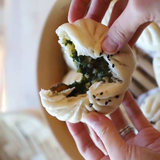 Mushroom and Bok Choy Steamed Buns