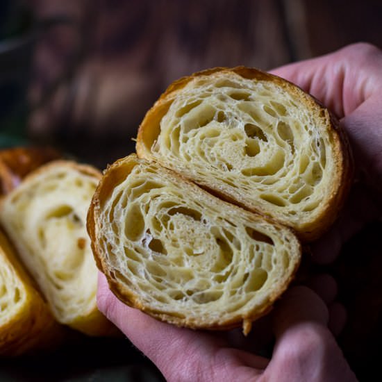 Overnight Sourdough Croissants