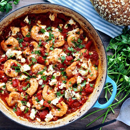 Greek Feta Shrimp Skillet